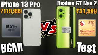 iPhone 13 Pro vs Realme GT Neo 2 BGMI Test (A15 Bionic vs Snapdragon 870) 🔥🚀