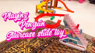 Satisfying asmr staircase penguin slide toy #asmr #toys #playing #kids #shorts #youtube #fyp #foryou