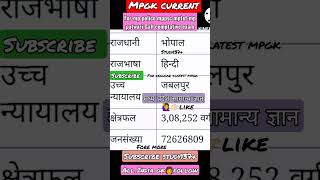 मध्यप्रदेश सामान्यज्ञान #mpgk#mp#Mp gklatest#gkquick#current