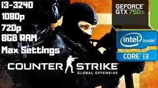 CS:GO 2019 Benchmark Max Settings | i3-3240 | GTX 750 Ti | 8GB RAM PC HD | 1080p | 720p