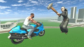 Giant Franklin vs Evil Nun attack in Indian Bikes Driving 3d