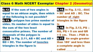 Class 6 Math Ch-2 Q 12 to Q 17 Math NCERT Exemplar Solution|MATH|NCERT|Geometry|CBSE|Chapter 2