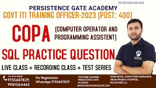 SQL practice question | COPA Training Officer | Govt ITI/PSU'S/GATE