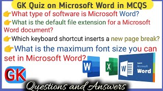 GK Quiz On Microsoft Word In MCQS|| Microsoft Word Quiz||Computer Gk||Part-1