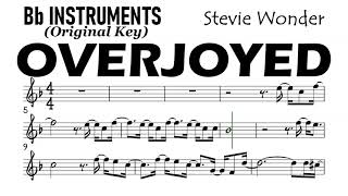 OVERJOYED Bb Instruments Original Version Sheet Music Backing Track Partitura Stevie Wonder