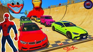 SPIDER-MAN AND VIBRANT SUPER CARS GO WILD ON THE MEGA RAMP! 🌈🚗 | GTA V