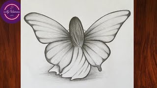 How to draw a Girl with Butterfly Wings || Easy drawing ideas for girls || Beautiful girl drawing