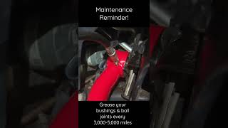 Maintenance Reminder! Having well-greased bushings and ball joints makes a difference!