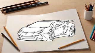 "Step-by-Step Guide: Drawing a Lamborghini Aventador LP750"