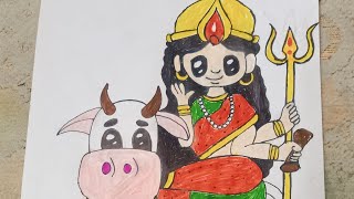 1st day of navratri❤️||Maa shailputri drawing 🥰/#navratri #trending #shorts