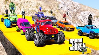 GTA V   Stunts & Ramps With Superheroes Crazy Race  GTAV Mods