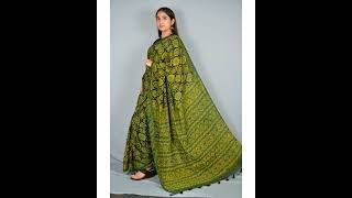 Latest Ajrakh Print Modhal Sarees with Blouse@stunningwear7951