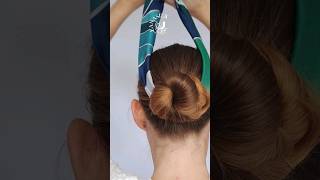 💙 How I add a touch of color to my classic ballerina bun with a blue #silkscarf #christmasgift