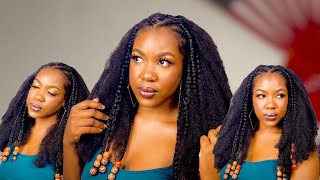 MARLEY HAIR CROCHET BRAIDS| Half Braids Half Crochet with Beads Protective Style| ft. Toyotress Hair