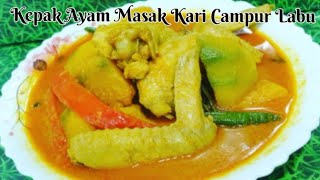 Resepi Kepak Ayam Masak Kari Campur Labu