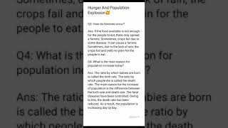 Hunger And Population Explosion💥 easy questions answers part 2