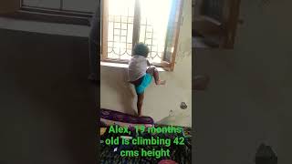 Alex,19 months old boy,is climbing #42centimeters height.#16.5inches#psychomotorskills