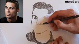 Ronaldo drawing / How to draw Cristiano Ronaldo's face with a pencil in an easy way🔥