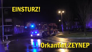 [Sturm Zeynep | EINSTURZ] Feuerwehr Gronau: Einsatzfahrten zu Gebäudeeinsturz