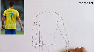 How to draw Cristiano Ronaldo with a pencil from Al-Nasr Club