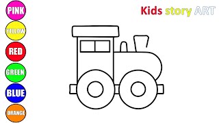 Drawing, Painting and Coloring TRAIN for Kids and Toddlers | Let's learn to draw and color