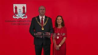 Lord Mayor Cllr Joe Kavanagh and Lady Mayoress Stephanie Kavanagh address 119 Cork City schools