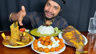 EATING FISH FRY, MUTTON CURRY AND EGG WITH RICE, EATING SHOW