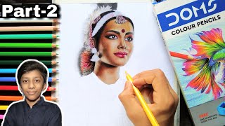 My new Realistic colour pencil drawing😍|episode-2|Bharatnatyam lady drawing