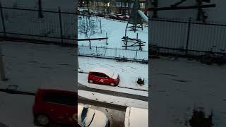 First snow in Netherlands, Rotterdam in January