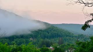 Mountain clouds rising sun, with nature sounds audio.