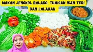 Duh nikmat nya jengkol balado.teri kulit melinjo 4 lalaban mentah .rebus daun pepaya‼️ sambel pedas