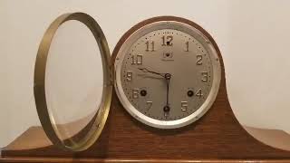 Antique 8 Day Waterbury Westminster Chimes Tambour Clock