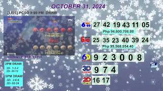 [LIVE] PCSO 9:00 PM DRAW - OCTOBER 31, 2024 LOTTO RESULTS