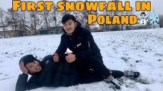 My First Snowfall Experience in Poland Poznań snowfall2022☃️❄️⛄️