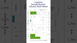 Inspirasi Denah Rumah Ukuran 9x15 Meter #denahrumah #rumah #desianrumah