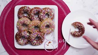 Vegan Donuts with Chocolate Protein Glaze