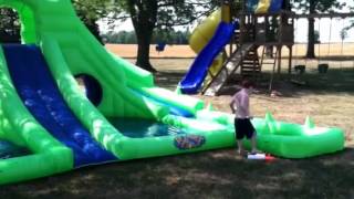 David's new water slide trick