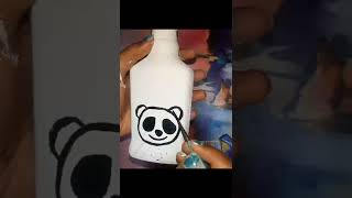 ##DIY Bottle Painting ##easy#short#acrylic##viral #Panda Bottle painting#karabi #viralvideo#acrylic#