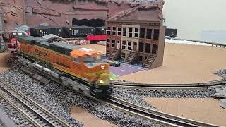 The new leading the old. BNSF lead unit and Burlington Northern adding muscle.