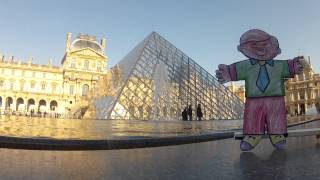 Flat Stanley Checks Out the Louvre Pyramid Fountains