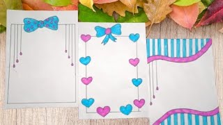 3 beautiful design borders for project | Project work border designs | Design borders on paper ||