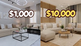 FURNISHING a Living Room: $1,000 vs $10,000 Budget!