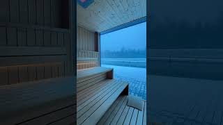 The first snow outside, but inside your new Klafs sauna, it’s cozy and warm #cozysauna