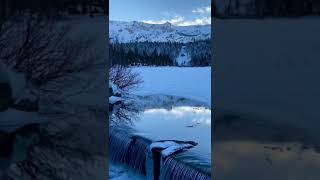 Waterfall formed by melting snow