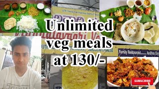 Unlimited Veg Meals at 130rs only| Andhra style meals | Viyyalavari Vantakalu Hotel | Food Vlogs |