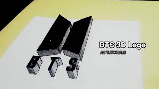 BTS💜🐨🐹🐱🦄🐥🐯🐰 How to Draw 3D BTS Logo: EASY!!