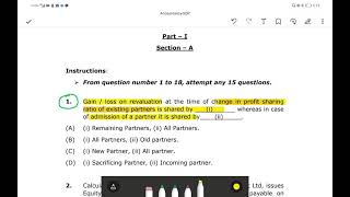 Class 12 Accounts CBSE Sample Paper Solution 2021-2022 (Term 1 Exam) in English - Part 1