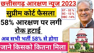 छत्तीसगढ़ में अब 58% आरक्षण प्रणाली लागू  | जाने किस Cagatory को कितना आरक्षण मिला | cg reservatiom