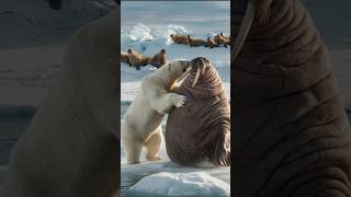 Polar Bear Captures Walrus in Dramatic Arctic Chase #shorts