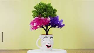 Weird Wolf Home Decor Artificial Plant with Ceramic Pot Mug | Decorative Item